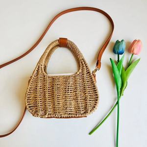 Borsa da <span class=keywords><strong>donna</strong></span> estiva da spiaggia borsa da Shopping fatta a mano in paglia borsa da viaggio in paglia mini borsa - Product Image 2