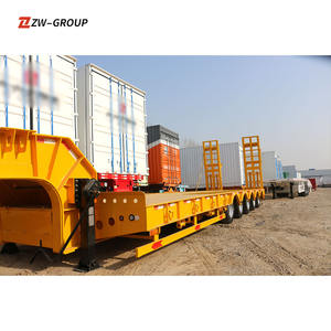 รถพ่วงพื้นเรียบ 4 เพลา 5 เพลา รับน้ำหนัก 80 ตัน 100 ตัน 120 ตัน 150 ตัน แบบยกพื้นด้านหน้า บรรทุกตู้คอนเทนเนอร์ 40 ฟุต - Product Image 3