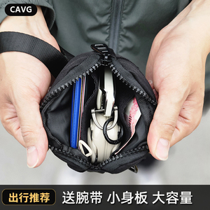 Small Coin Purse With Wrist Strap Black Oxford Cloth Portable Zipper <b>Bag</b> For Everyday Use - Product Image 5