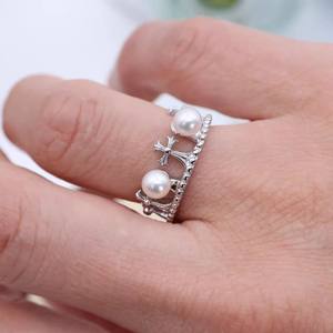 Support de bague en argent S925 avec perles rondes de 10 à 13 mm, accessoires de perles DIY 10707, bijoux en argent tendance, perles en vrac - Product Image 2