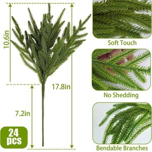 Ramas de Pino Norfolk Artificiales de 19 Pulgadas, Hojas de Pino Verdes Artificiales para Manualidades, Guirnaldas, Decoración del Hogar y Jardín - Product Image 5