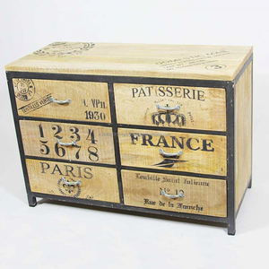 Meuble industriel le plus vendu finition antique armoire de coffre en bois de manguier avec tiroir en fer décoration de stockage de salon à la maison - Product Image 3