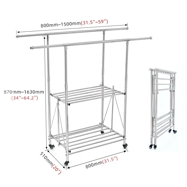 Appendiabiti regolabile per indumenti appendiabiti per impieghi gravosi portapacchi portatile