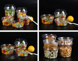 Vòng Dùng Một Lần Composable Lạnh Thực Phẩm Trái Cây Rau Xà Lách Rõ Ràng Bánh Sữa Chua Rõ Ràng Nhựa PET Chén Món Tráng Miệng Với Nắp - Product Image 6