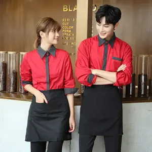Ресторан Униформа платье кофе бар Рабочая Рубашка с длинным рукавом официант и официантка одежда оптом