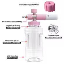 Pistola de lanza de espuma para nieve de 1L púrpura, lavadora a presión eléctrica portátil, Cañón de espuma transparente para el cuidado del coche, lavado de coches - Product Image 3