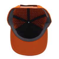 Gorra de Golf de 5 Paneles con Parche de Cuero Personalizado, Gorra de Poliéster con Cuerda, Gorra Snapback de Rendimiento Perforada con Corte Láser Personalizado, Gorra Impermeable
