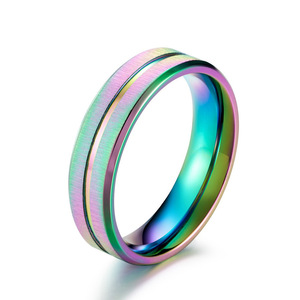 yunnique cross-border minimalist hip-hop frosted brushed seven-color titanium steel <b>ring</b>, everyday wear, <b>couple</b> jew - Product Image 1