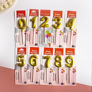 เทียนวันเกิดสีทอง เงิน ม่วง เมทัลลิก หมายเลข 0-9 ขนาด 11 ซม. แบบ 3 มิติ โครเมียม สำหรับตกแต่งเค้กวันครบรอบ - Product Image 2