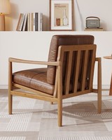 Fauteuil relaxant en cuir et bois massif, style rétro du milieu du siècle, pour salon, hôtel, fauteuil inclinable individuel