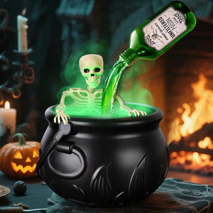 Produits de dropshipping : Nouveau Caldeirond de Sorcière d'Halloween 2026 avec Lumière LED et Générateur de Brouillard, Décoration Squelette pour Fête d'Halloween - Product Image 2