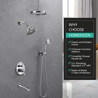 Système de douche contemporain vintage avec pommeau de pluie en acier inoxydable et laiton, 9 pouces pour montage au plafond et 6 pouces pour montage mural