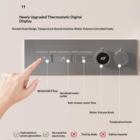 Ensemble de douche thermostatique en laiton massif chromé, avec jets de pluie doux, fixation murale, cartouche céramique, et amplification de la pression de l'eau