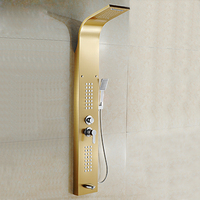 Panneau de douche à effet pluie thermostatique à trois poignées, finition céramique polie, design contemporain, utilisation hôtelière, acier inoxydable, salle de bain