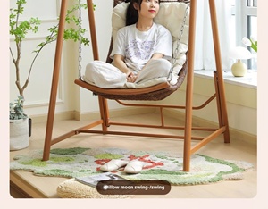Chaise à bascule en rotin pour balcon, patio, jardin, idéale pour la sieste, style nid d'oiseau - Product Image 6