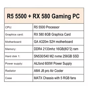 <span class=keywords><strong>PC</strong></span> <span class=keywords><strong>de</strong></span> jeu remis à neuf R5 5500 avec carte graphique RX 580, RAM 16 Go, SSD 256 Go, ordinateur <span class=keywords><strong>de</strong></span> <span class=keywords><strong>bureau</strong></span> pour jeux et bureautique - Product Image 5
