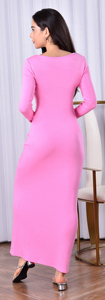 Venta al por mayor <span class=keywords><strong>de</strong></span> alta calidad personalizado OEM verano Maxi <span class=keywords><strong>Vestido</strong></span> para las mujeres Bodycon manga larga <span class=keywords><strong>Rosa</strong></span> Maternidad <span class=keywords><strong>Vestido</strong></span> <span class=keywords><strong>de</strong></span> punto Método <span class=keywords><strong>de</strong></span> tejido - Product Image 2