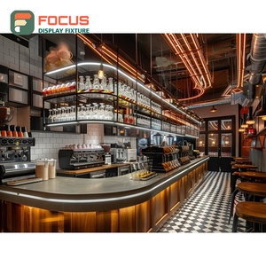 ชั้นวางกาแฟแบบร่วมสมัย ชั้นวางถุงเมล็ดกาแฟทรงสูง ลายไม้ ชั้นวางโชว์สินค้าในร้าน - Product Image 3