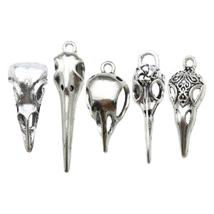 Pendentif en alliage d'argent antique rétro en forme de crâne d'oiseau, formes variées pour accessoires de bijoux DIY - Product Image 5