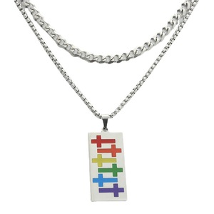 Yunnique – pendentif croix en acier inoxydable, couleur arc-en-ciel, collier pour hommes, bijoux à thème géométrique, à la mode, 280641 - Product Image 5