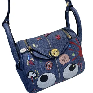 Stylish brand 2271 denim color pink blue color shoulder sling bag tote bag for women