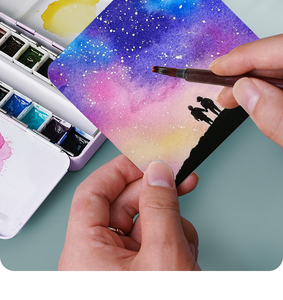 Papier <span class=keywords><strong>aquarelle</strong></span> carré peint à la main circulaire épais de qualité artistique 300g à texture rugueuse - Product Image 1