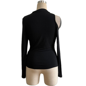 Channel 95 T-shirt da <span class=keywords><strong>donna</strong></span> sexy a collo alto con spalle scoperte, in 95% Rayon 5% Spandex, a manica lunga, con cut-out, vestibilità <span class=keywords><strong>slim</strong></span>, 2026 - Product Image 6