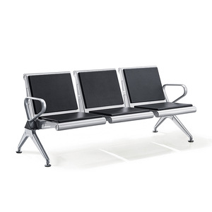 Chaises d'attente pour clients, prix usine, pour aéroports, hôpitaux, centres commerciaux, écoles, chaise de salle d'attente, chaise en gang, assise en fer, coussin en PVC et cuir, 3 places en tandem - Product Image 1