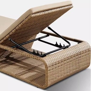 Chaise longue d'extérieur en rotin, imperméable, usage commercial, design minimaliste moderne, piscine, plage, hôtel, resort, jardin, loisirs - Product Image 3