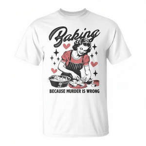 Camiseta vintage de Chef Baker Lady con la frase: Baking Because Murder Is Wrong - Product Image 2