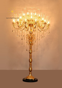 Lampe sur pied traditionnelle en cristal Empire, support en cuivre et laiton, lustre à intensité variable pour la décoration de villas de luxe, d'hôtels et de restaurants - Product Image 6