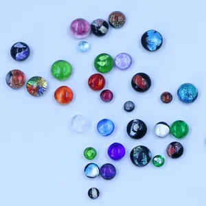 New Arrival Wholesale Handmade Murano Lampwork Flat Back Dichroic Glass Cabochon For Jewelry