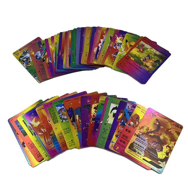 55 pièces Anime jeu cartes à jouer arc-en-ciel couleur plastique feuille d'or plaqué cartes pour enfants cadeau