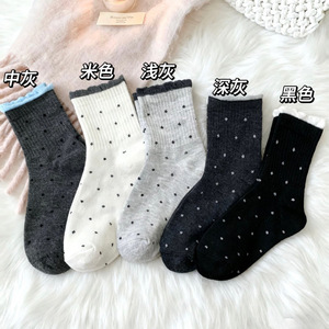 Non-Slip <b>Socks</b> Polka Dots Thickened Warm Winter Casual Youth Sports <b>Socks</b> Beige Gray Anti Slip <b>Soft</b> Skin Friendly - Product Image 3