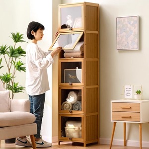 <b>Small</b> apartment family storage <b>cabinet</b>, multi-layer <b>cabinet</b> with doors, floor-standing dustproof storage <b>cabinet</b>, simple shelf - Product Image 2