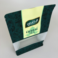 Sachets de thé refermables en PLA avec fenêtre de visualisation, pochette à fond plat scellée sur 8 côtés pour l'emballage du lait et des aliments pour animaux de compagnie