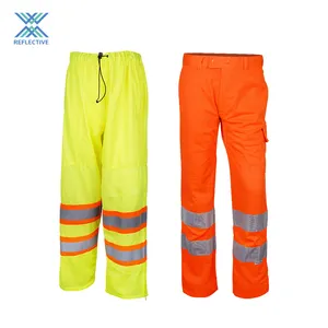กางเกงเซฟตี้สะท้อนแสงสีเหลือง/สีส้มมองเห็นสูง กางเกงเซฟตี้ กางเกงกันน้ําพร้อมเทปสะท้อนแสง