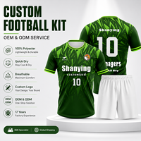 Pabrik Seragam Sepak Bola Kustom OEM ODM, Set Jersey Tim Sepak Bola Bahan Polyester Cepat Kering dengan Cetak Sublimasi dan Logo