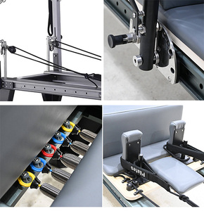 Reformer Pilates avec cadre en alliage d'aluminium <span class=keywords><strong>pliable</strong></span> et système intégré demi-tournebille pour un entraînement intensif du tronc - Product Image 2