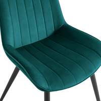 Chaise de salle à manger ergonomique en velours turquoise avec pieds en métal