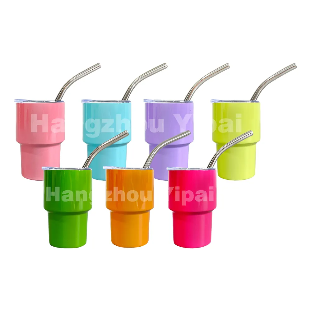 Dễ thương trống thăng hoa 2 oz Tumbler thép không gỉ 2 oz mini kích thước cốc cà phê bắn thủy tinh với rơm cho tinh thần