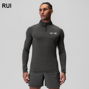 Camiseta Casual de Punto Suelto con Cuello en V para Hombre, OEM, Deportiva, Transpirable, de Secado Rápido, 240 Gramos, Bordada, Lisa - Product Image 1