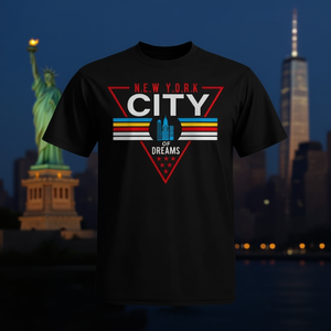 Camiseta New York City Of Dreams, negra, unisex, ropa promocional - Product Image 3