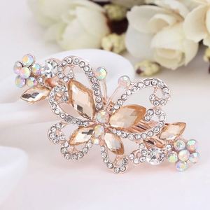 Mini-pince à cheveux incrustée de diamants, barrette en strass champagne pour femme, épingles à cheveux papillon colorées en cristal, pinces à cheveux à ressort - Product Image 2