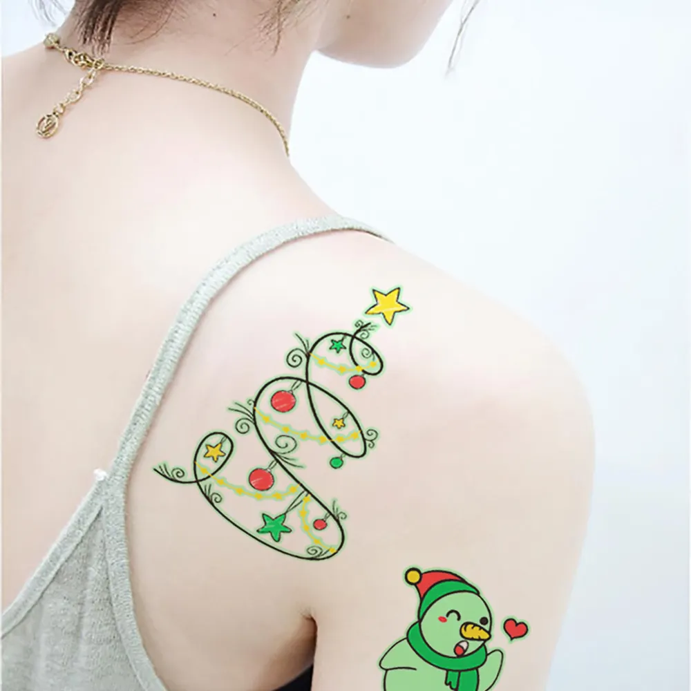 Luminous Tattoos Christmas Stocking Stuffers Glow Temporary Tattoos Christmas Party Favors Christmas Holiday Sticker