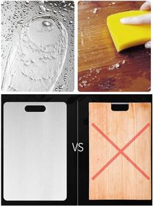 Planche à découper double face carrée durable en acier inoxydable 304 de qualité alimentaire pour la viande, les fruits, les légumes, la cuisine - Product Image 2