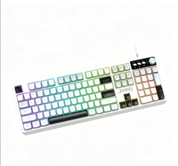 Nouveau clavier de jeu à membrane rétroéclairé RGB filaire USB Type A Jedel 104 touches avec bouton rotatif Plug and Play taille standard