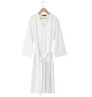 Peignoir gaufré de luxe décontracté, doux, anti-boulochage et durable pour femme, longueur intégrale, col châle, manches longues, pour le quotidien