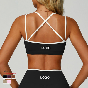 Chaleco deportivo de segunda piel para mujer, sujetador de Yoga de animales de Color contrastante con espalda cruzada ajustada de secado rápido para correr de talla grande - Product Image 2