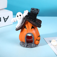 Décoration d'aquarium en résine en forme de maison fantôme de citrouille d'Halloween, abri-caverne pour poissons, ornement pour aquarium et terrarium de reptiles
